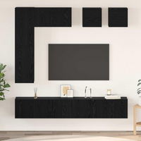 vidaXL TV Cabinet Set 8 pcs Black oak 190.5 x 28.5 x 151 cm