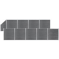 vidaXL WPC Fence Set 9 Square + 1 Slanted 1657x186 cm Grey