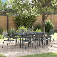 vidaXL Garden Dining Set 9 pcs Anthracite Steel