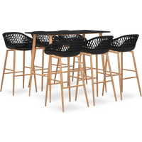 vidaXL 7 Piece Bar Set Black