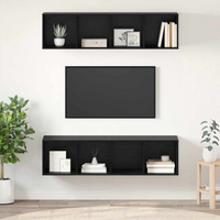 vidaXL TV Cabinet Set Wall-mounted 2 pcs Black Oak 37 x 37 x 142.5 cm