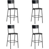 vidaXL Bar Chairs 4 pcs Black Solid Plywood Steel