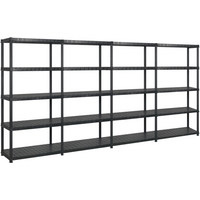 vidaXL Storage Shelf 5-Tier Black 366x45.7x185 cm Plastic