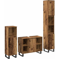 vidaXL Bathroom Furniture Set with Shelf 3 pcs Brown Engineered Wood