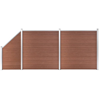 vidaXL WPC Fence Set 2 Square + 1 Slanted 446x186 cm Brown