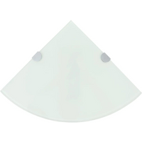 vidaXL Corner Shelves 2 pcs with Chrome Supports Glass White 25x25 cm