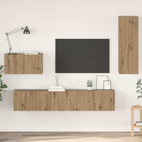 vidaXL Wall TV Cabinet Wall-mounted 4 pcs Artisan oak 200 x 30 x 30 cm