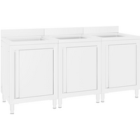 vidaXL Commercial Kitchen Sink Cabinets 3 pcs Stainless Steel
