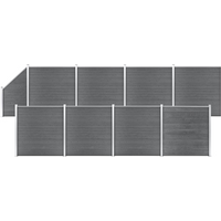 vidaXL WPC Fence Set 8 Square + 1 Slanted 1484x186 cm Grey