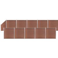 vidaXL WPC Fence Set 10 Square + 1 Slanted 1830x186 cm Brown