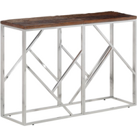 vidaXL Console Table Silver Stainless Steel and Solid Wood Sleeper
