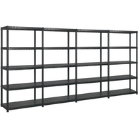 vidaXL Storage Shelf 5-Tier Black 340x40x185 cm Plastic