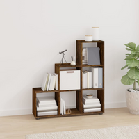vidaXL Staircase Bookcase Smoked Oak 107 cm Engineered Wood