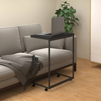vidaXL Side Table with Wheels Black 55x35x70 cm Engineered Wood