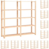 vidaXL 5-Tier Storage Racks 10 pcs 170x38x170 cm Solid Pinewood 500 kg