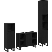 vidaXL Bathroom Furniture Set with Storage 3 pcs Black Engineered wood
