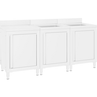 vidaXL Commercial Kitchen Sink Cabinet 180x60x96 cm Stainless Steel