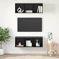 vidaXL TV Cabinet Set 2 pcs Black Oak 37 x 37 x 107 cm Engineered Wood