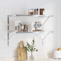 vidaXL Wall Shelves 2 pcs 75x40x3 cm Silver Stainless Steel