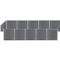 vidaXL WPC Fence Set 10 Square + 1 Slanted 1830x186 cm Grey
