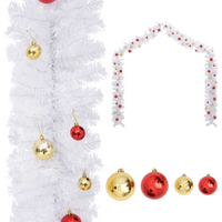vidaXL Christmas Garland Decorated with Baubles White 10 m