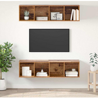 vidaXL TV Cabinet Set Wall-mounted 2 pcs Old Wood 37 x 37 x 142.5 cm