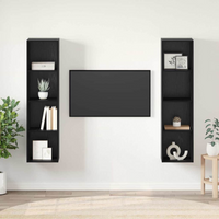 vidaXL TV Cabinet Set 2 pcs Black 37 x 37 x 142.5 cm Engineered Wood