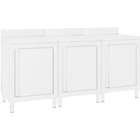 vidaXL Commercial Work Table Cabinet 180x60x96 cm Stainless Steel