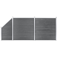 vidaXL WPC Fence Set 2 Square + 1 Slanted 446x186 cm Grey