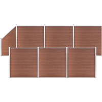 vidaXL WPC Fence Set 6 Square + 1 Slanted 1138x186 cm Brown