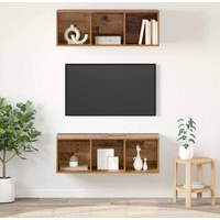 vidaXL TV Cabinet Set 2 pcs Old Wood 37 x 37 x 107 cm Engineered Wood