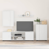 vidaXL TV Cabinet Set Wall-mounted 4 pcs White Engineered wood