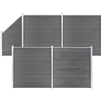 vidaXL WPC Fence Set 4 Square + 1 Slanted 792x186 cm Grey