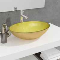 vidaXL Basin Glass 50x37x14 cm Gold