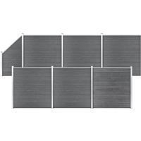 vidaXL WPC Fence Set 6 Square + 1 Slanted 1138x186 cm Grey