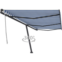 vidaXL Freestanding Manual Retractable Awning 600x300 cm Blue/White