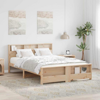 vidaXL Bed Frame with Headboard Brown 140 x 200 cm Engineered Wood
