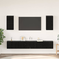 vidaXL Wall TV Cabinet Wall-mounted 3 pcs Black Oak Engineered Wood