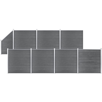 vidaXL WPC Fence Set 7 Square + 1 Slanted 1311x186 cm Grey