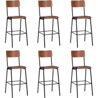 vidaXL Bar Chairs 6 pcs Solid Plywood Steel