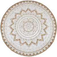 vidaXL Area Rug Braided Jute Printed 210 cm Round