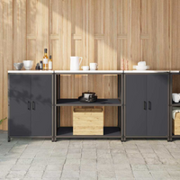 vidaXL Kitchen Storage Set with Shelf with Door 3 pcs Anthracite Steel
