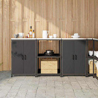 vidaXL Kitchen Storage Set with Shelf with Storage 3 pcs Black Steel