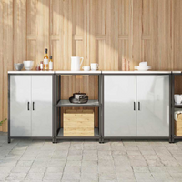 vidaXL Kitchen Storage Set with Shelf Other 3 pcs Silver Steel