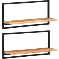 vidaXL Wall Shelves 2 pcs 80x25x35 cm Solid Wood Acacia and Steel