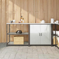 vidaXL Kitchen Storage Set with Shelf with Storage 2 pcs Silver Steel