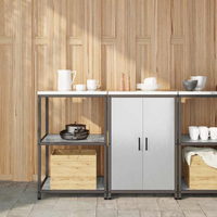 vidaXL Kitchen Storage Set with Shelf 2 pcs Sliver Stainless steel