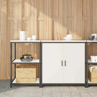 vidaXL Kitchen Storage Set with Shelf with Storage 2 pcs White Steel