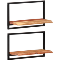 vidaXL Wall Shelves 2 pcs 60x25x35 cm Solid Wood Acacia and Steel