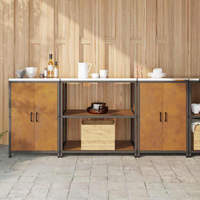 vidaXL Kitchen Storage Set with Shelf with Storage 3 pcs Rusty Steel